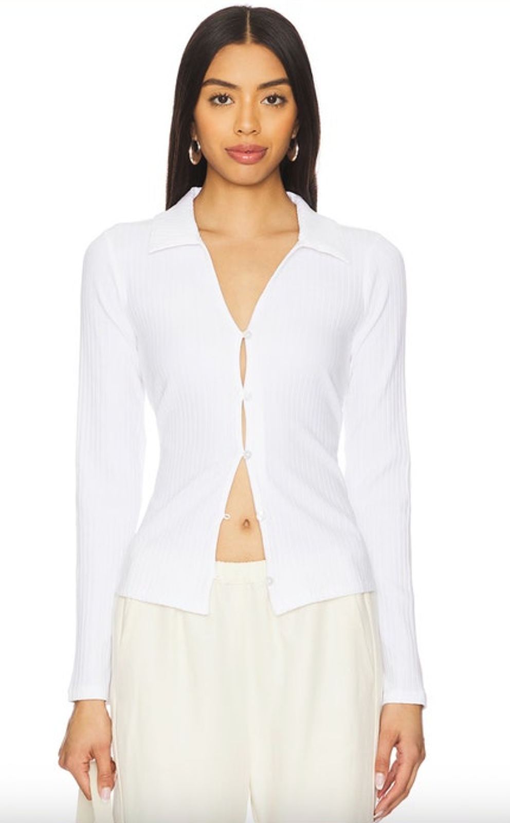 Sanctuary Top Size L New White Daydreamer Knit Shirt Tee Long Sleeve